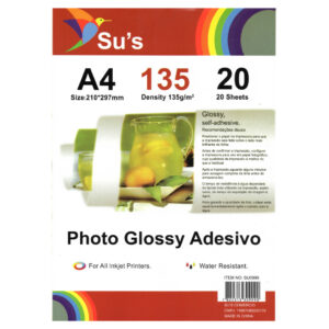 Papel Fotográfico Adesivo Su's A4 Glossy 135g Pacote - Oferta na Shopee