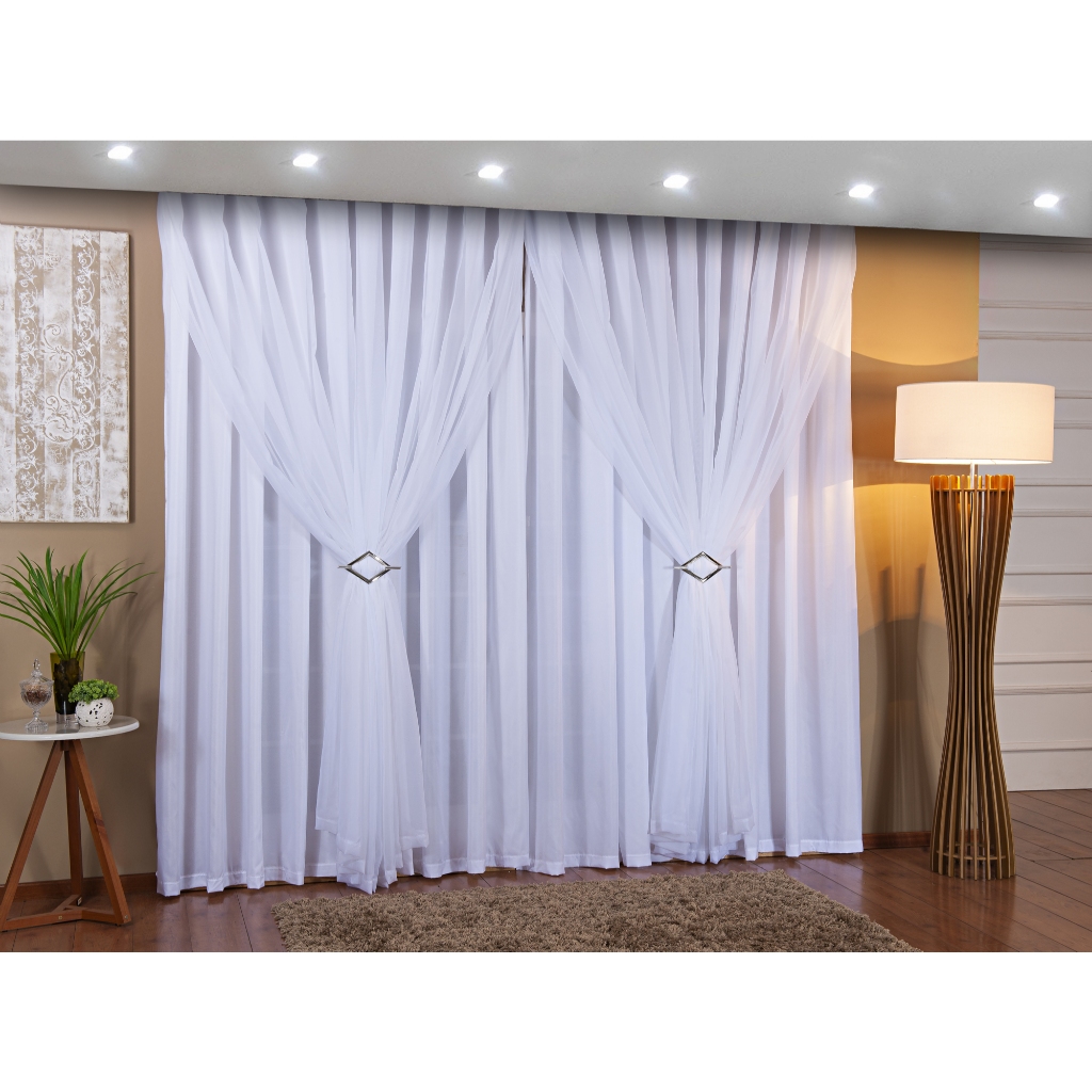 Cortina Para Trilho Suiço Simples Modelo Max Luxo Voil com Forro em Microfibra Varios Tamanhos Cores Branca ou Palha Cortina Para Trilho Suiço Simples Modelo Max Luxo Voil com Forro em Microfibra Varios Tamanhos Cores Branca ou Palha