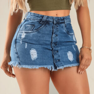 Short Saia Feminino Jeans Versátil Cintura Cos Alta - Oferta na Shopee