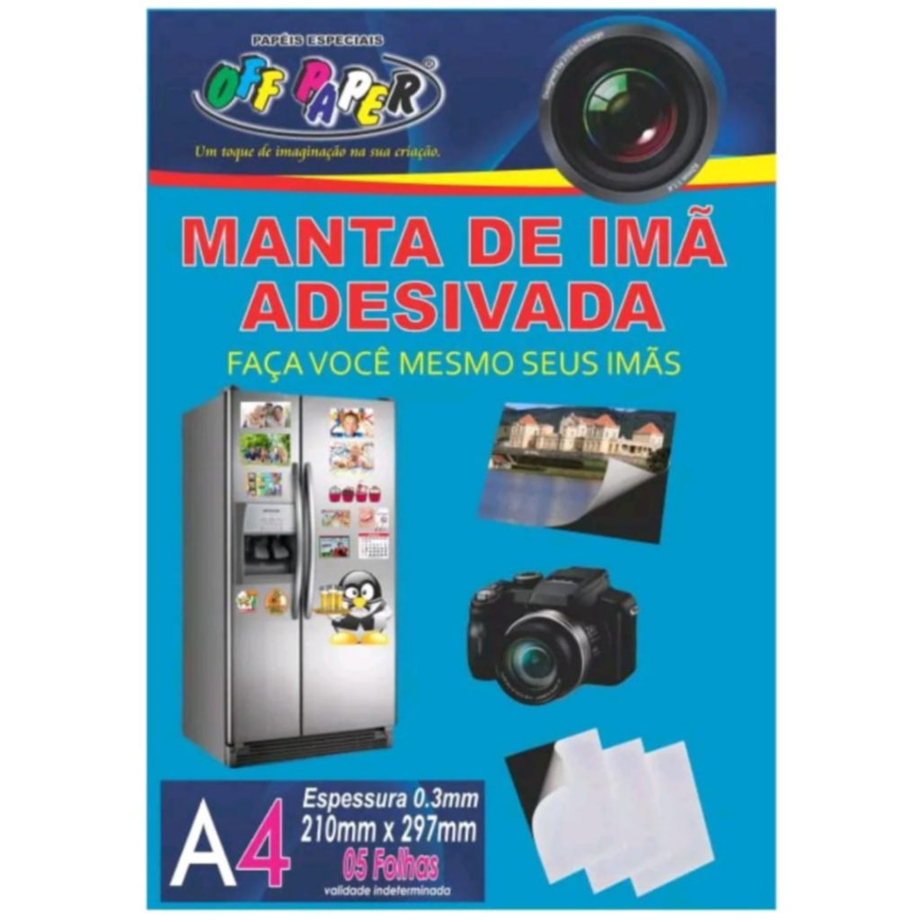 Manta de Imã Adesivada – 05 unidades no pacote – Folha A4 Manta de Imã Adesivada – 05 unidades no pacote – Folha A4