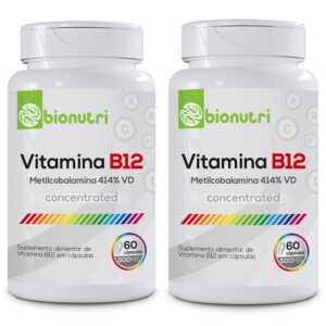 Kit 2x Vitamina B12 (Metilcobalamina 414% VD) 60 Cápsulas 500mg - Bionutri - Oferta na Shopee