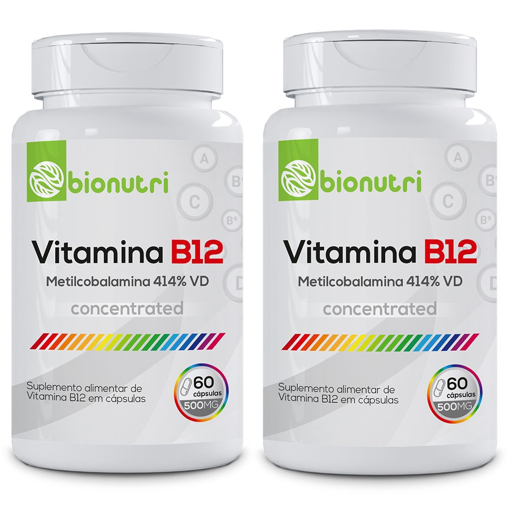 Kit 2x Vitamina B12 (Metilcobalamina 414% VD) 60 Cápsulas 500mg - Bionutri Kit 2x Vitamina B12 (Metilcobalamina 414% VD) 60 Cápsulas 500mg - Bionutri - Oferta na Shopee