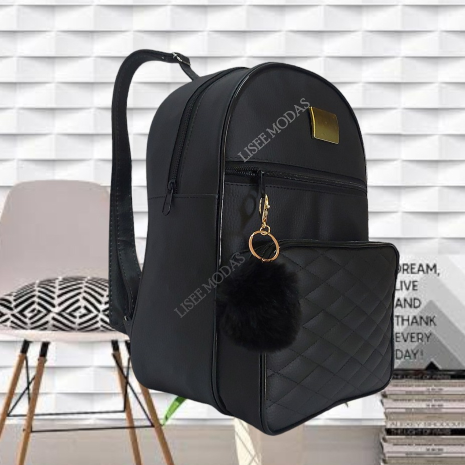 Mochila Feminina Bolsa Mochilinha Fashion Com Lindo Detalhe + Chaveiro Pompom Mochila Feminina Bolsa Mochilinha Fashion Com Lindo Detalhe + Chaveiro Pompom