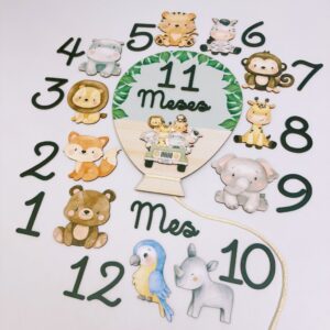 Kit Mesversario Safari Balão Verde - 29 Itens Para Fotos Mensais Menino - Oferta na Shopee