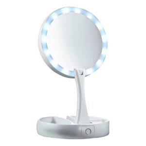 Espelho com Led De Mesa Com Aumento 10x Led luz Dobrável Para Maquiagem Pronta Entrega - Oferta na Shopee