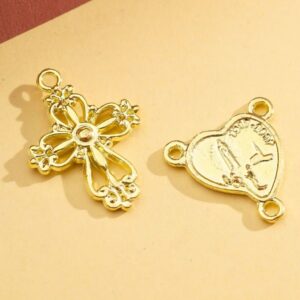 Entremeio para Terço Nossa Senhora de Fátima + Crucifixo Prata Níquel Para Montagem de Terço - Oferta na Shopee