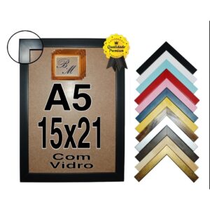 Moldura A5 (15x21) Laqueado Com Vidro E Fundo - Oferta na Shopee