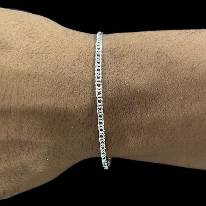 Pulseira Masculino Grumet Dupla 2.5mm Banhado A Prata 925 Pulseira Masculino Grumet Dupla 2.5mm Banhado A Prata 925 - Oferta na Shopee