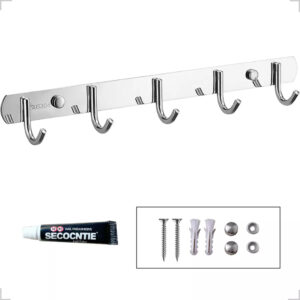 Cabide Aço 5 Ganchos Em Inox 304 Toalha Roupa Bolsa Suporte - Oferta na Shopee