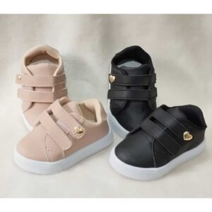 Tênis Nude ou Preto menina infantil com enfeite de coração promoção - Oferta na Shopee