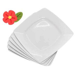 Prato Refeição Quadrado BRANCO; Kit 5