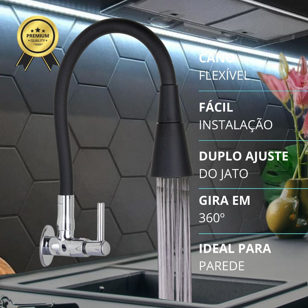 Torneira Gourmet Cozinha Parede Preta Flexível 2 Jatos 1/4 Volta Para Pia Torneira Gourmet Cozinha Parede Preta Flexível 2 Jatos 1/4 Volta Para Pia - Oferta na Shopee