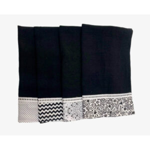Kit 5 Panos De Prato Preto Minimalista Pé De Galhinha 100% Algodão Barrado Gourmet - Oferta na Shopee