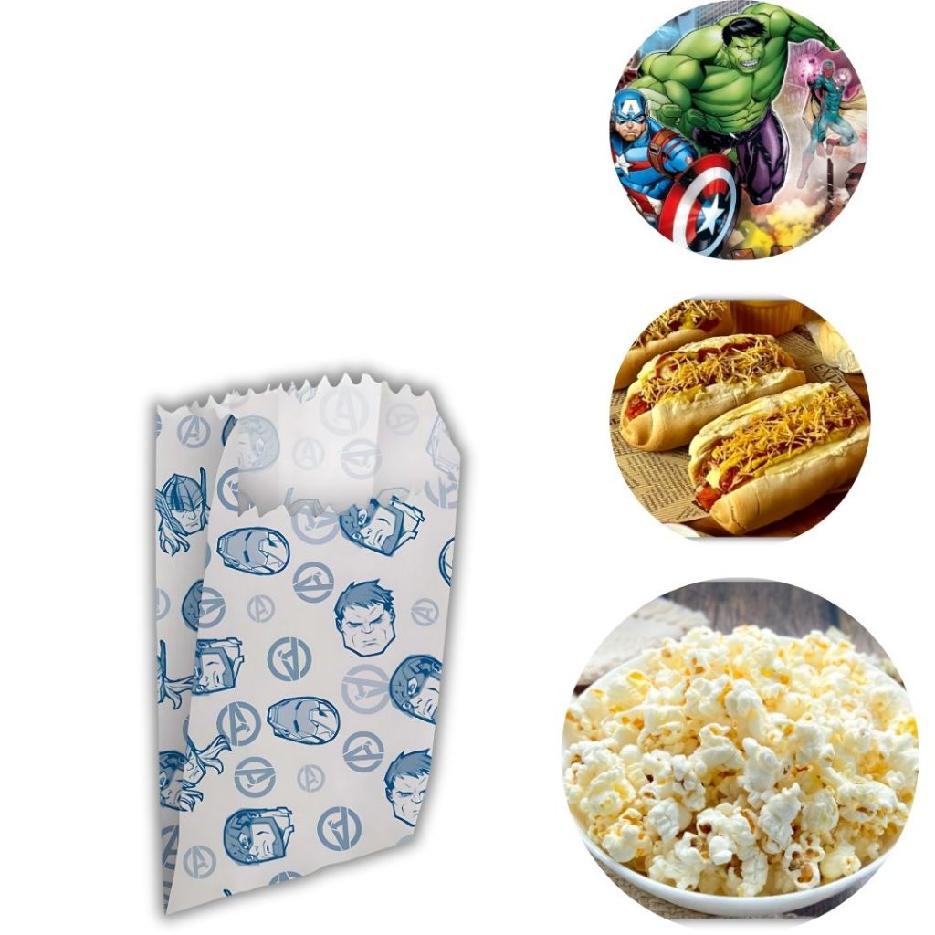 50 ~250 SACO DE PIPOCA,HOT DOG VINGADORES AVENGERS Regina (CHOCO) 50 ~250 SACO DE PIPOCA