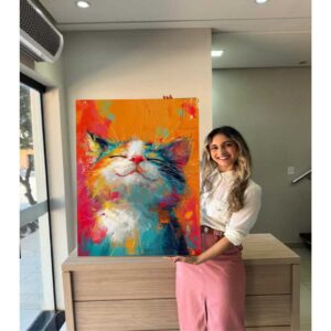 Quadro Decorativo Peça Única Gatinho Aquarela Petshop Colorido - Oferta na Shopee