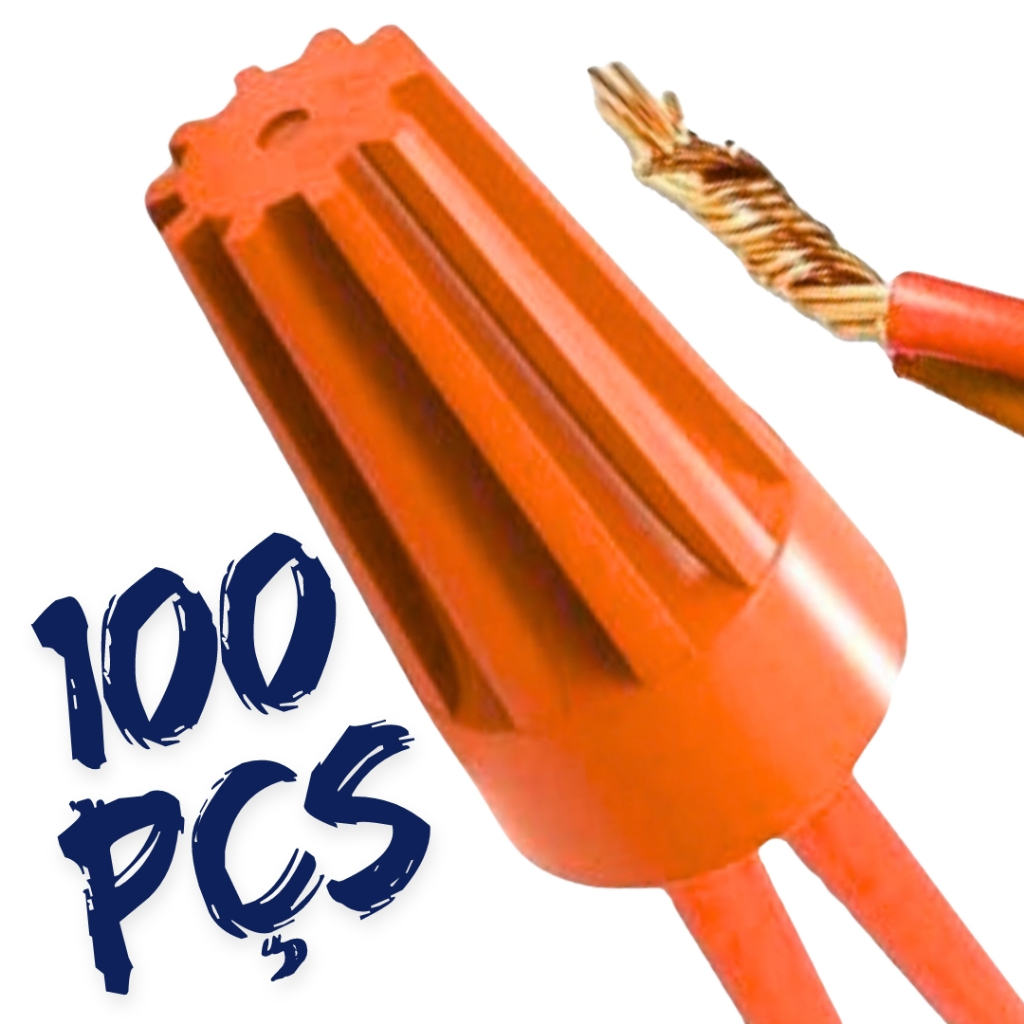 100X Emenda de Fios Conector Torção Laranja Sp3 1,5mm A 6mm (Pacote c/ 100pçs) 100X Emenda de Fios Conector Torção Laranja Sp3 1