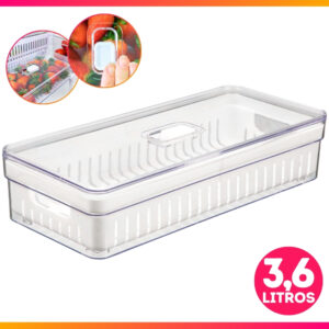 Organizador De Geladeira Com Escorredor E Tampa 3