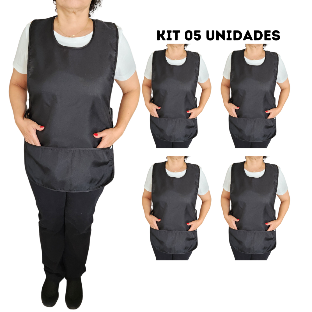 05 Kit Avental Bata Jaleco Feminino Uniforme Com 2 Bolsos 05 Kit Avental Bata Jaleco Feminino Uniforme Com 2 Bolsos