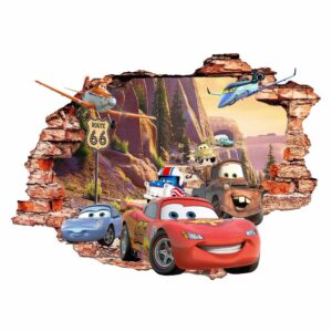 Adesivo De Parede Buraco 3d 95cmx70cm Os Carros - Oferta na Shopee