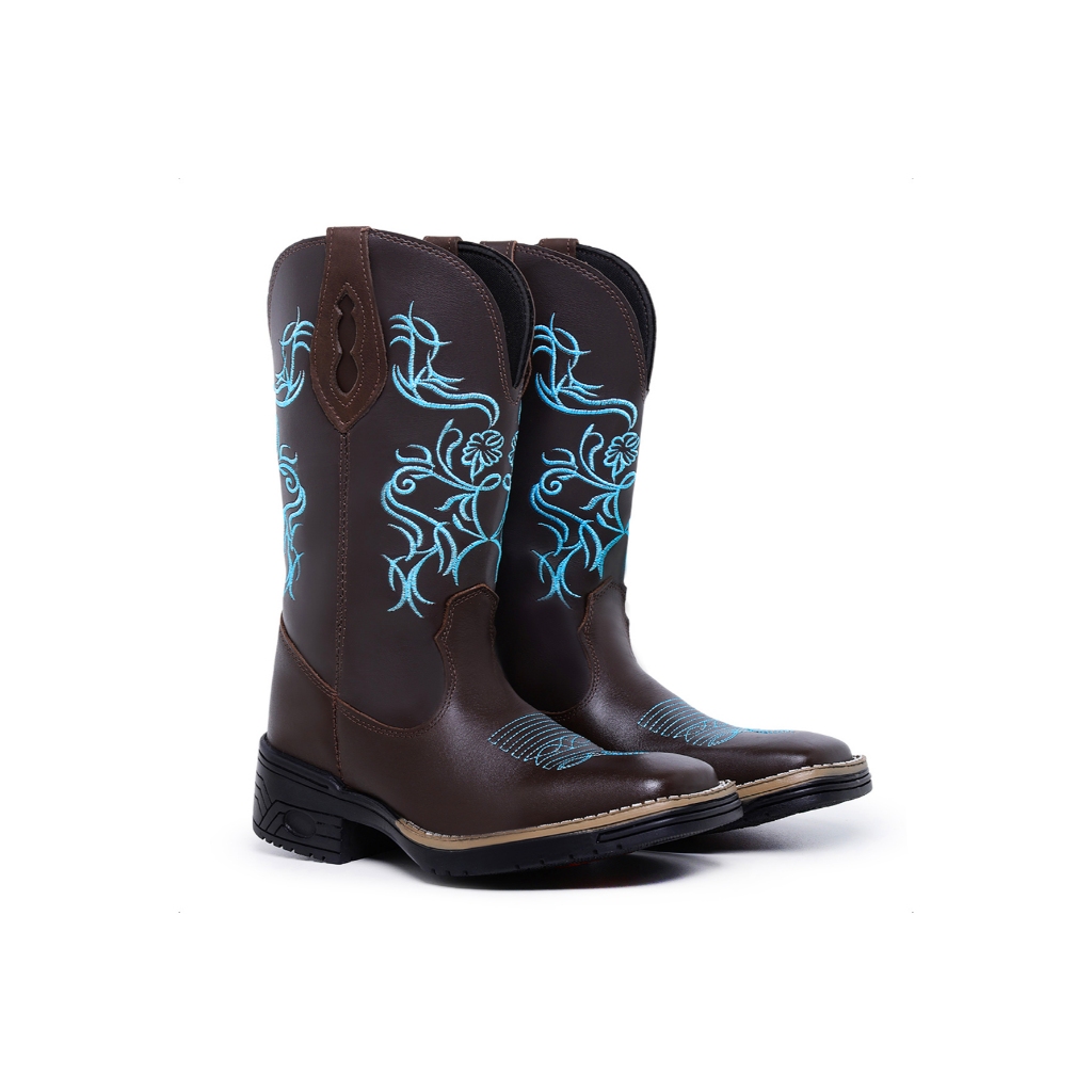 bota texana floral azul bordado feminino bota texana floral azul bordado feminino