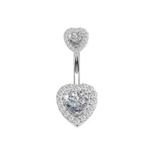 Piercing De Umbigo Chic Coração Cravejado Com Fecho De Coração - Oferta na Shopee