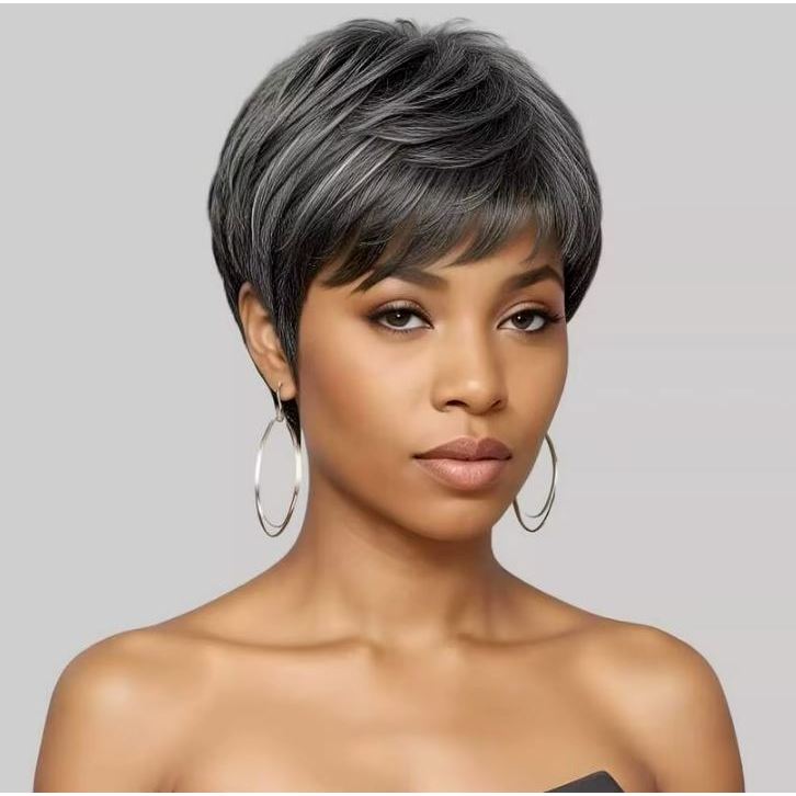 Peruca Corte Pixie Curta Bio Organica Cinza Misto Natural Peruca Corte Pixie Curta Bio Organica Cinza Misto Natural - Oferta na Shopee