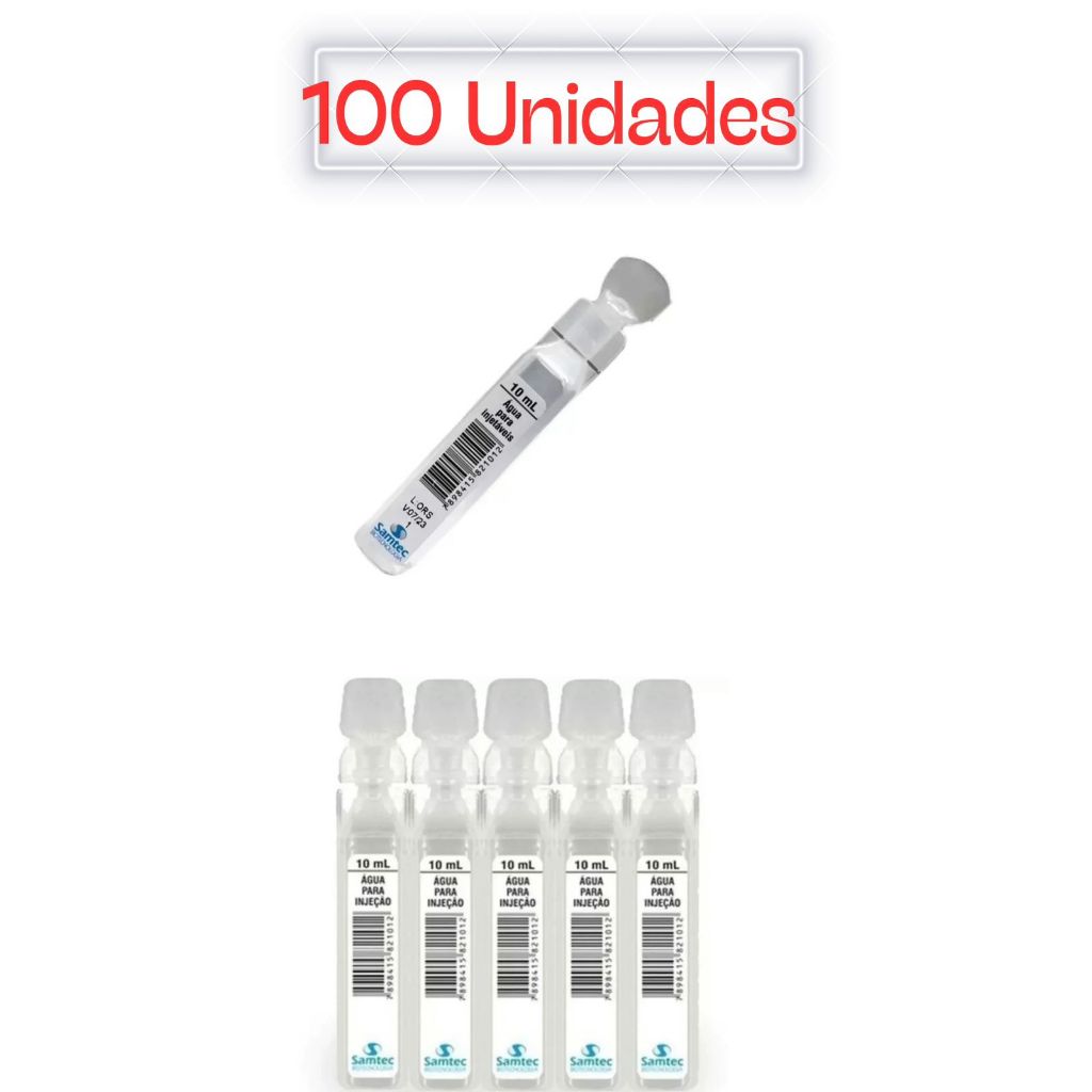 Água Destilada p/Injeção Esteril Ampola 10 Ml Caixa C/ 100 Unidades. Água Destilada p/Injeção Esteril Ampola 10 Ml Caixa C/ 100 Unidades. - Oferta na Shopee