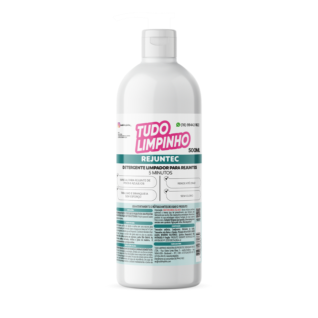 REJUNTEC LIMPADOR PARA REJUNTES 500ML REFIL TUDO LIMPINHO REJUNTEC LIMPADOR PARA REJUNTES 500ML REFIL TUDO LIMPINHO
