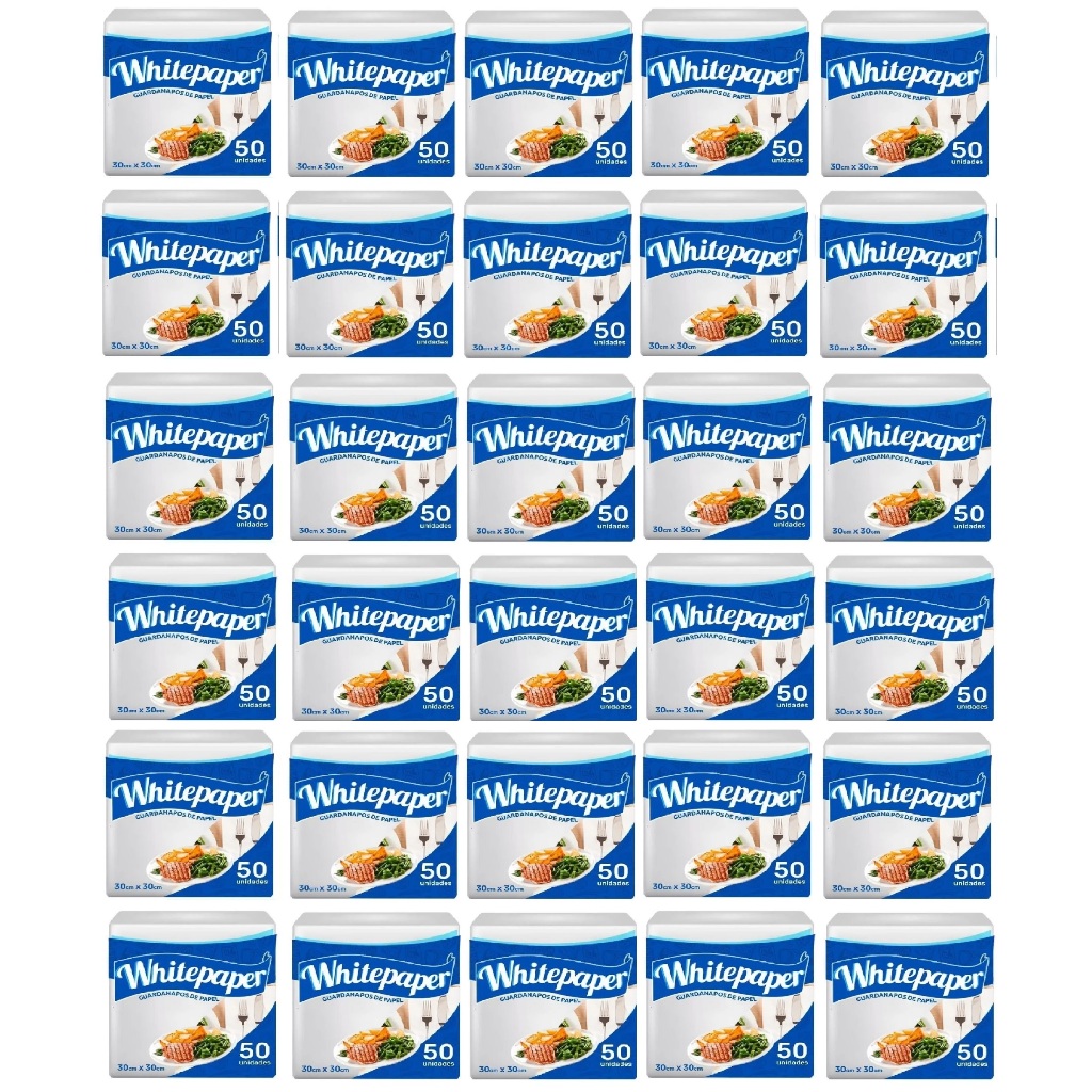 30 Guardanapos Folha Simples 30x30cm Whitepaper 50fls Branco 30 Guardanapos Folha Simples 30x30cm Whitepaper 50fls Branco