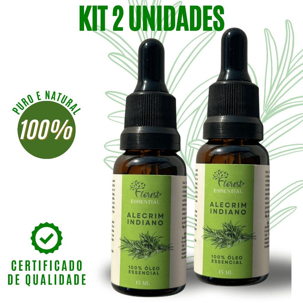 Óleo Essencial de Alecrim Indiano Kit 2 unidades Conta Gotas Óleo Essencial de Alecrim Indiano Kit 2 unidades Conta Gotas