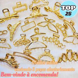 kit com 3 pcs clipe de metal oco estilo aleatório feminino - Oferta na Shopee