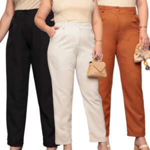 Calça Linho Feminina Plus Size Cintura Alta Social 46 Ao 52 - Oferta na Shopee
