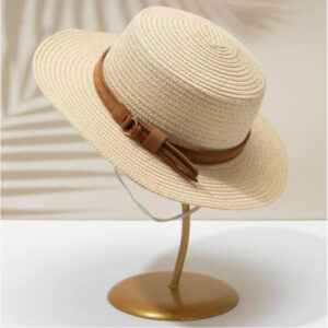 Chapéu de praia Modelo Paris maleavel palha com faixa couro camurça S-0373 - Oferta na Shopee