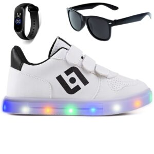 Tenis Infantil De Led Casual Escolar Sapatenis Meninos Street Calce Facil + Oculos Relogio - Oferta na Shopee