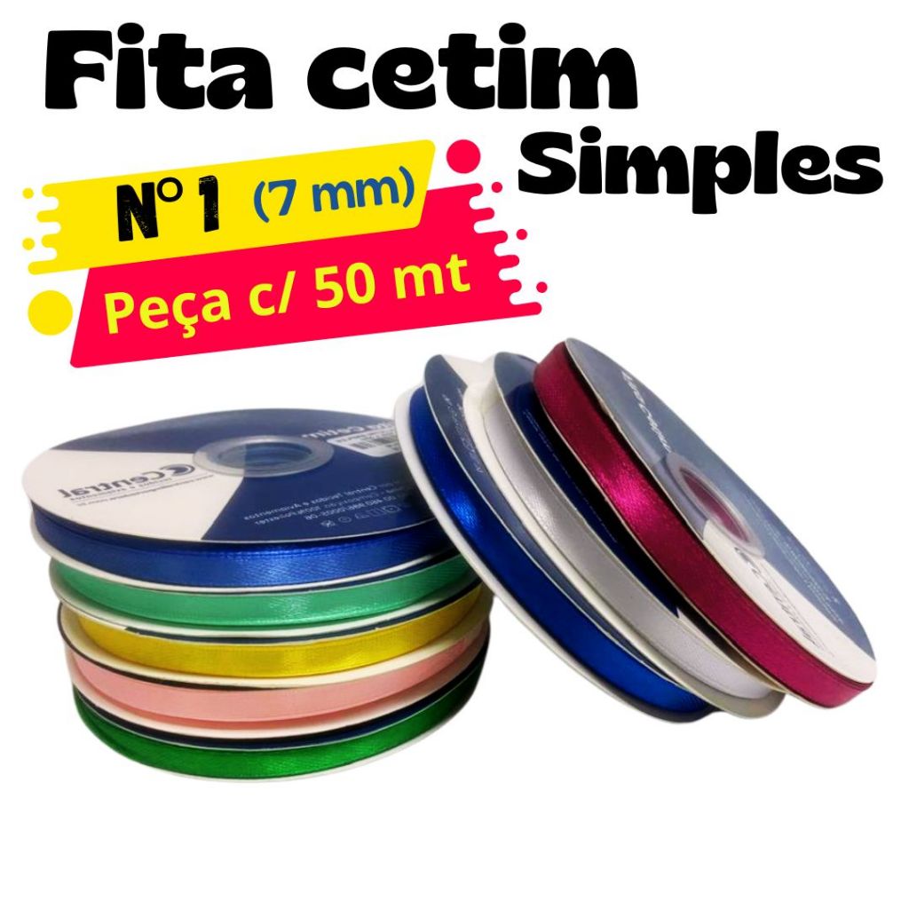 ROLO Fita de Cetim SIMPLES N°1 (7mm) COM 50mts Importada ROLO Fita de Cetim SIMPLES N°1 (7mm) COM 50mts Importada - Oferta na Shopee