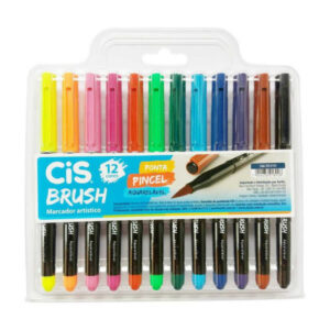Estojo Cis Brush Pen Aquarelável 12 Cores - Oferta na Shopee