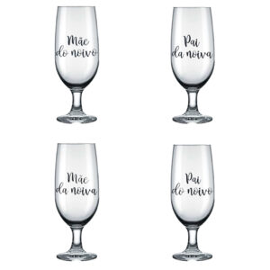 Kit De 4 Taças De 300ml De Vidro Decorado Mãe E Pai Da Noiva E Noivo Para Casamento - Oferta na Shopee