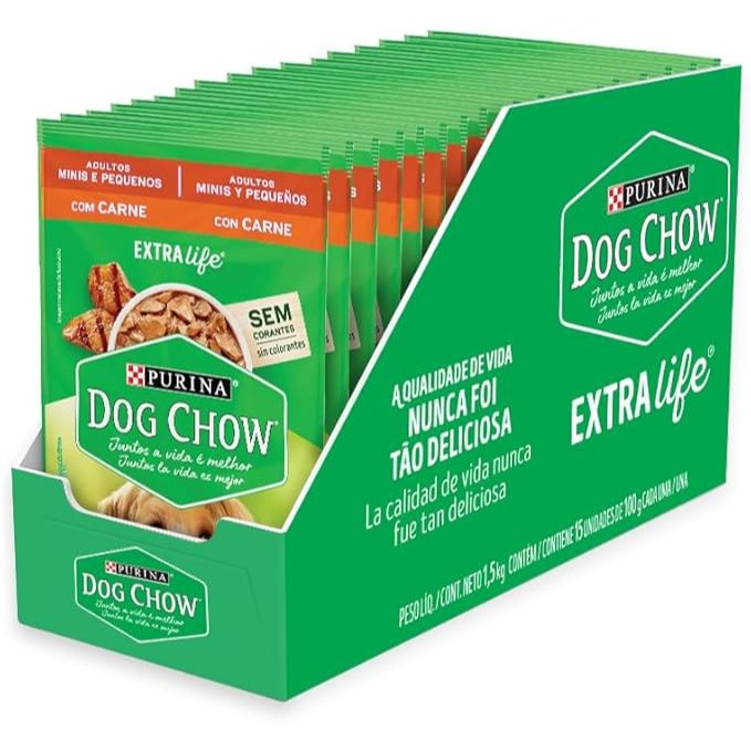 Sache Dog Chow Carne – Com 15 Unidades Sache Dog Chow Carne – Com 15 Unidades