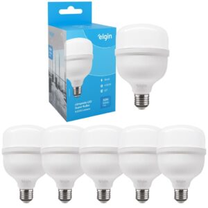 Kit 5 Lâmpada Super Bulbo Alta Potência Bivolt Led 50w 6500k Branco Frio (LUZ BRANCA) - Elgin - Oferta na Shopee