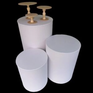 trio capas mesas cilindros BRANCAS branco festa veste fácil decoração elástico - Oferta na Shopee