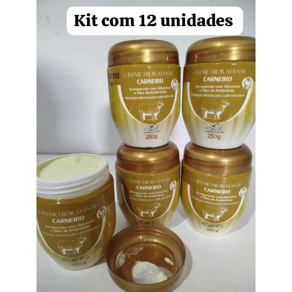 Kit com 12 Creme Hidratante Com Sebo de Carneiro – ORIGINAL Belkit – 250G Kit com 12 Creme Hidratante Com Sebo de Carneiro – ORIGINAL Belkit – 250G