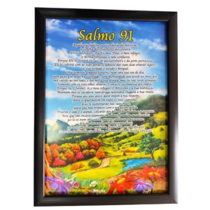 Quadro com moldura 56cm x 76cm Salmo 91 ou Salmo 23 e outros Bíblicos - Oferta na Shopee