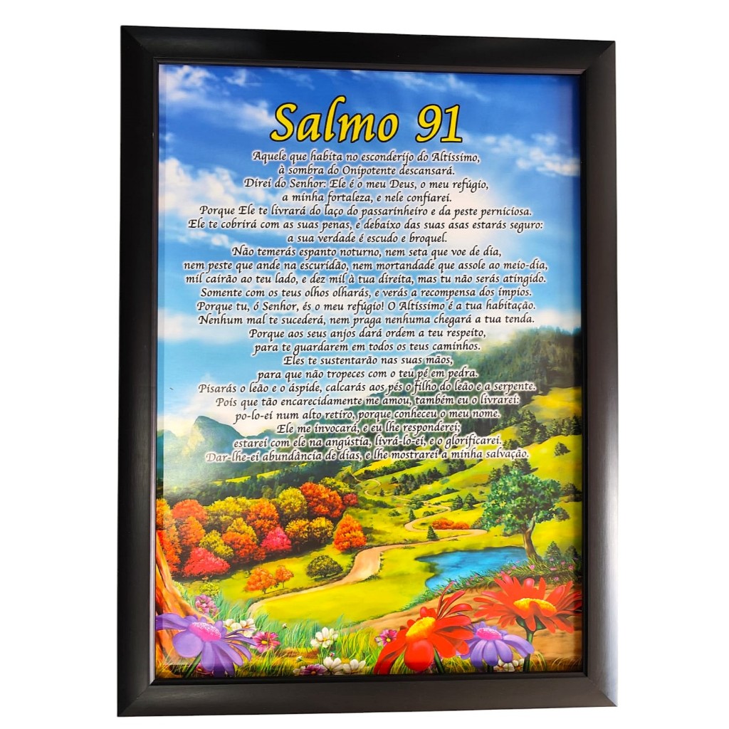 Quadro com moldura 56cm x 76cm Salmo 91 ou Salmo 23 e outros Bíblicos Quadro com moldura 56cm x 76cm Salmo 91 ou Salmo 23 e outros Bíblicos - Oferta na Shopee