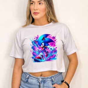 Cropped feminino estampa Sonic camiseta t-shirt - Oferta na Shopee