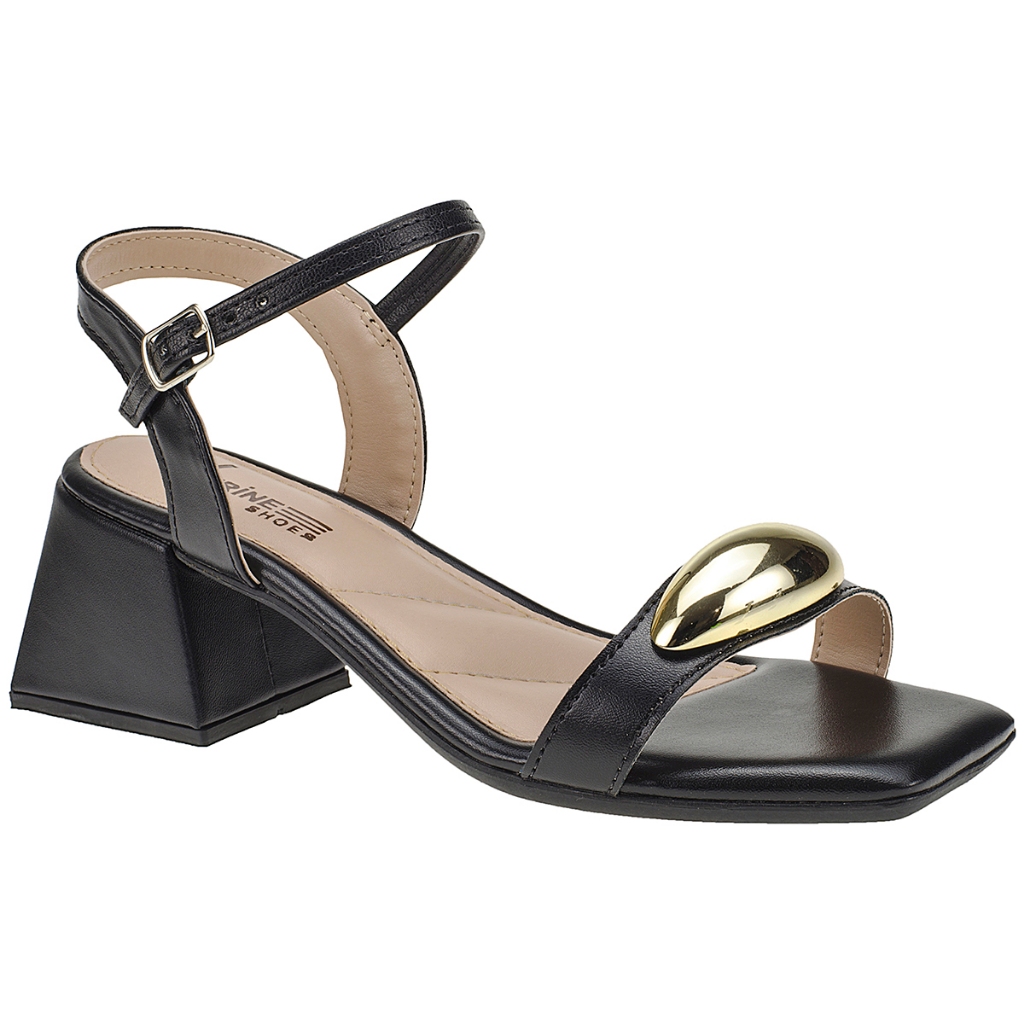 Sandália Feminina Salto Grosso Baixo Médio Lançamento Enfeite Lesma Confortável Casual Sandália Feminina Salto Grosso Baixo Médio Lançamento Enfeite Lesma Confortável Casual