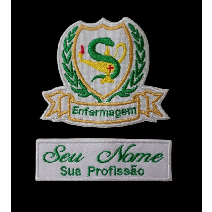Patch termocolante Enfermagem mod 1 – Kit – logo + nome Patch termocolante Enfermagem mod 1 – Kit – logo + nome