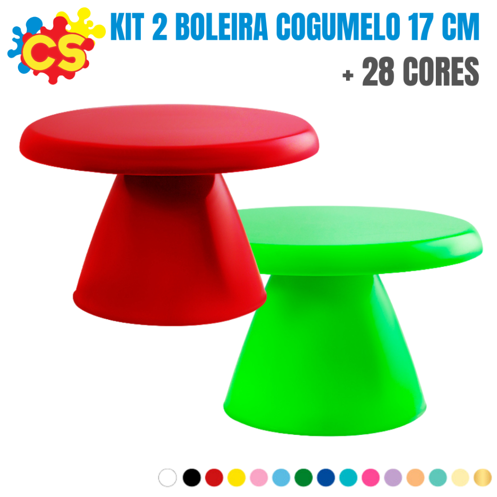 Kit 2 Boleira Cogumelo 17 Cm (+24 Cores) – Suporte pra bolos e doces- Artigos de Festa Kit 2 Boleira Cogumelo 17 Cm (+24 Cores) – Suporte pra bolos e doces- Artigos de Festa