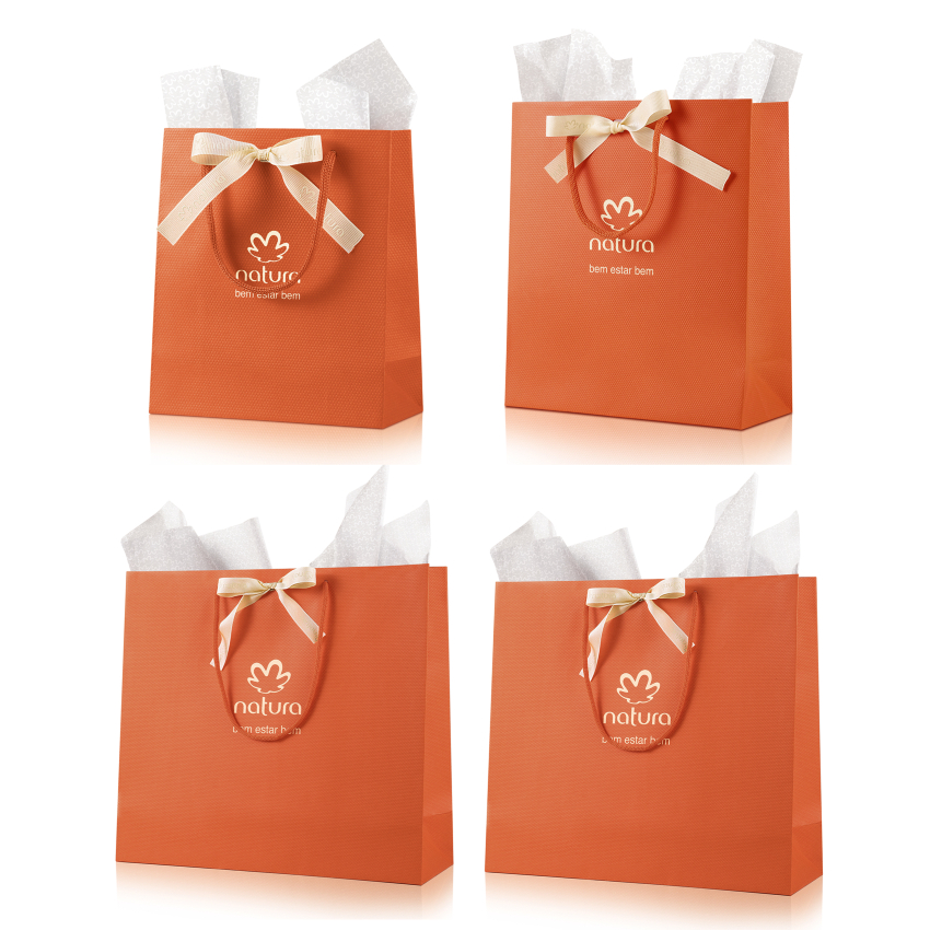 (Kit 10 unid.) Sacola Embalagem de Presente Laranja Natura - Tamanhos: MINI, P, M ou G (Kit 10 unid.) Sacola Embalagem de Presente Laranja Natura - Tamanhos: MINI