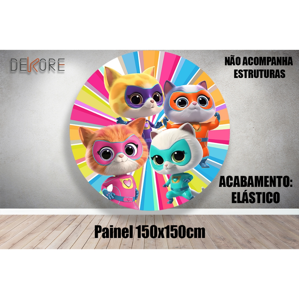 Painel Super Gatinhos Kitties Com Elástico Painel Super Gatinhos Kitties Com Elástico - Oferta na Shopee