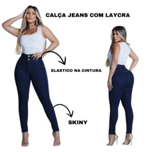 Calça Feminina Jeans Laycra Elastico Cintura - Oferta na Shopee
